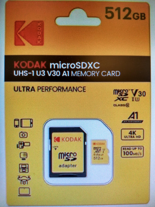 KODAK 512GB MIRCO SDHC MEMORY CARD
