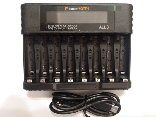 USB DIGITAL DISPLAY BATTERY CHARGER - HOLDS 8